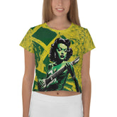 A Guitar is a Human Voice All Over Print Crop Tee - Front View